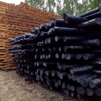 专业生产防腐油木杆 油炸杆 油木杆 黒木杆 油木电线杆