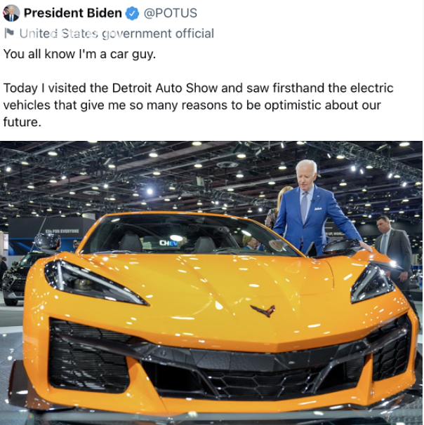 纯电汽车和燃油汽车_燃油的好还是电动的好_拜登推介电动汽车：配图是燃油车