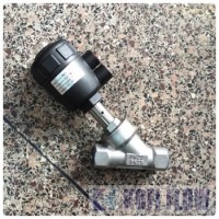 J615F气动角座阀 Y型不锈钢角座阀 配塑料气缸