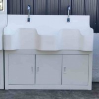 高分子洗手池  双人位洗手池 感应式鹅颈水龙头